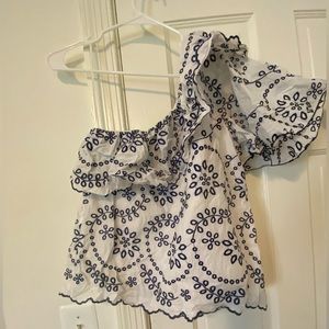 Embroidered one shoulder top